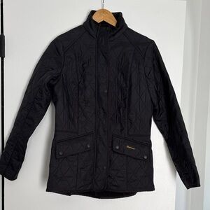 Barbour Black Flyweight Cavalry Quilted Jacket US Size 8/UK 12